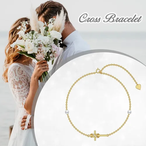 Miniatura 6 de Pulsera de oro de 14 quilates con dijes de oro real, joyería de Navidad, regalos para mujeres y niñas