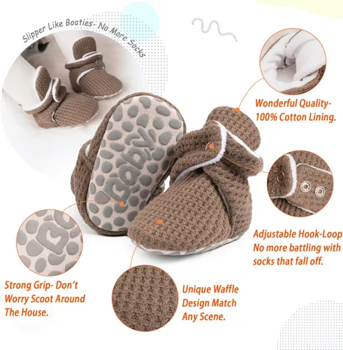 Miniatura 79 de Sawimlgy - Botines de algodón antideslizantes para recién nacido, con agarre, para cuna o para el invierno