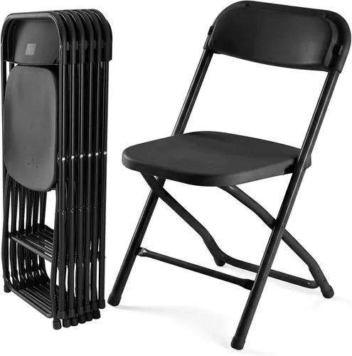 Miniatura 18 de Sweetcrispy Paquete de 4 sillas plegables de plástico para 330 libras, portátiles, metal resistente, fáciles de usar, almacenar, cómodas, para Gris