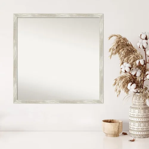 Miniatura 5 de Amanti Art Espejo de pared plateado de 28 x 28 pulgadas, espejo de baño cuadrado estrecho metálico para decoración de pared de sala de estar, marco
