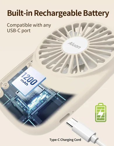 Miniatura 4 de Aluan Miniventilador de mano, potente, pequeño, personal, portátil, velocidad ajustable, USB, recargable, ventilador de pestañas para niños, niñas