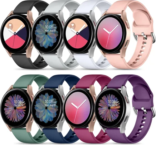 Maledan Paquete de 8 correas compatibles con Samsung Watch 7 6 5 4 1.575 pulgadas 1.732 pulgadas, Galaxy Watch 5 Pro 1.772 pulgadas/Galaxy Watch 4 6
