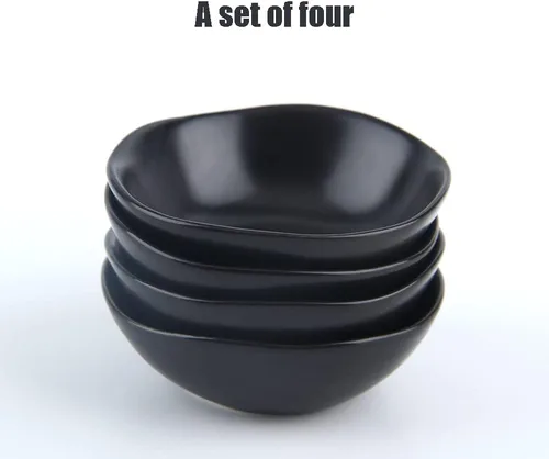 Miniatura 3 de Platos de cerámica mate para salsa de soja, cuencos de salsa de soja para sushi negra, platos de aperitivo con borde irregular para cocina, hogar