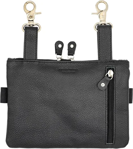 Miniatura 3 de Riñonera de motociclista de cuero real para hombre, bolsa de cintura de piel con lazo para la cintura, se convierte en bolso cruzado, con trabillas