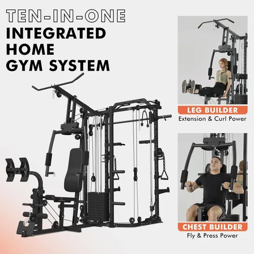 Miniatura 6 de GMWD SmithΔ Machine - Jaula de potencia, sistema multifunción de gimnasio en casa con sistema cruzado de cables, estación de entrenamiento de doble