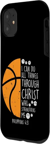 Miniatura 2 de iPhone 11 Baloncesto I can do things Biblia Verso Dios Jesús estuche de regalo