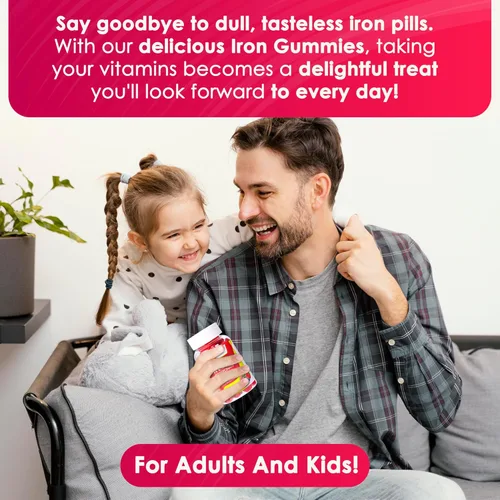 Miniatura 3 de Suplemento de hierro para niños y adultos - Gomitas de bisglicinato de hierro de 25 mg con VIT C liposomal - Suplemento de hierro quelado