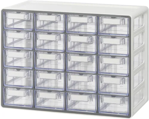 Blue Ginkgo Gabinete pequeño de 20 cajones, organizador transparente apilable para hardware, cuentas, ladrillos de plástico, oficina y Gris