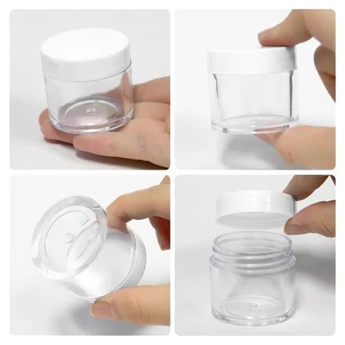 Miniatura 3 de Tarros transparentes Beauticom con tapas blancas, 12 unidades, 1 onza