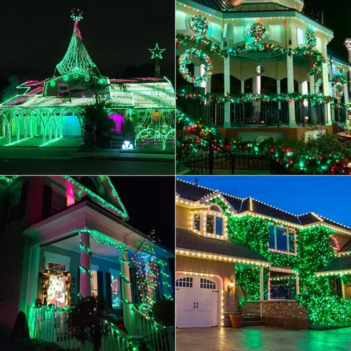 Miniatura 3 de BrizLabs - Cadena de luces verdes, 5.47 metros, 50 luces LED para Navidad, 8 modos, luces de batería verdes para interiores/exteriores, mini cadena