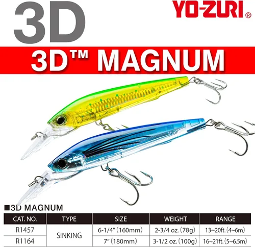 Miniatura 2 de Yo-Zuri Yo Zuri R 3 D Magnum Trolling Señuelo de hundimiento caballa morada