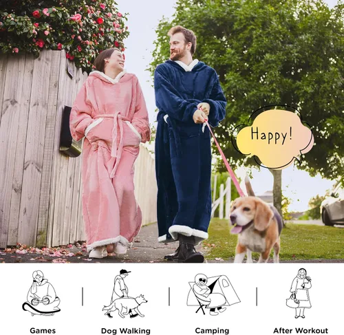 Miniatura 5 de Bedsure Manta Vestible con Capucha para Mujer - Manta Larga de Forro Polar Sherpa con Capucha para Adultos, Mujeres y Hombres, Cálida y Acogedora