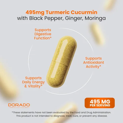 Miniatura 4 de Suplemento de curcumina de cúrcuma con pimienta negra, jengibre, moringa
