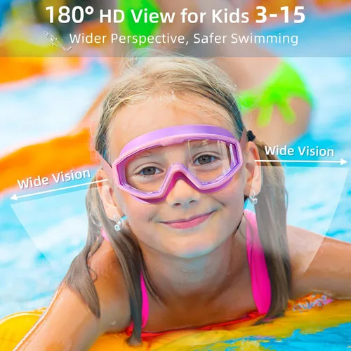 Miniatura 2 de Freela Gafas de natación transparentes para niños de 3 a 15 años, antiniebla, sin fugas, para piscina, playa, natación