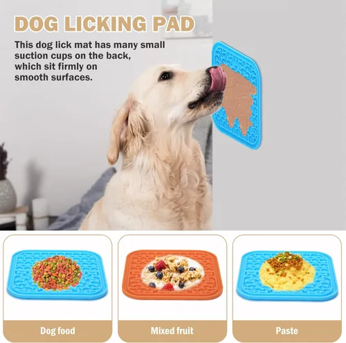 Miniatura 2 de Alfombrilla para lamer perros – Alfombrilla de alimentación lenta con ventosas para mantequilla de maní, golosinas de alimentos y yogur – 2