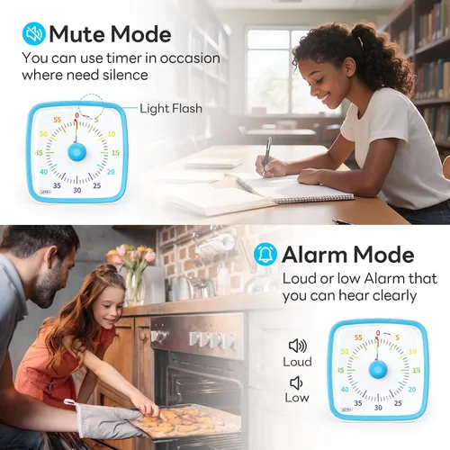 Miniatura 4 de Yunbaoit Temporizador visual con luz nocturna, temporizador de cuenta regresiva de arco iris de 60 minutos para niños y adultos, herramienta