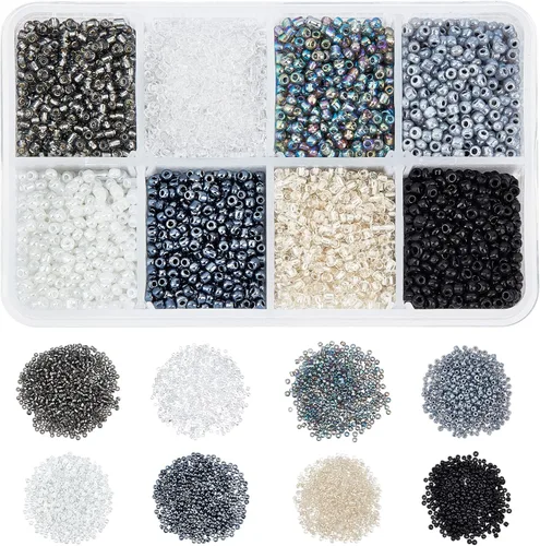 Miniatura 9 de NBEADS 15 colores 6/0 cuentas de semillas de vidrio, alrededor de 3000 cuentas redondas azules de poni de 0.15 pulgadas, cuentas sueltas para diseño