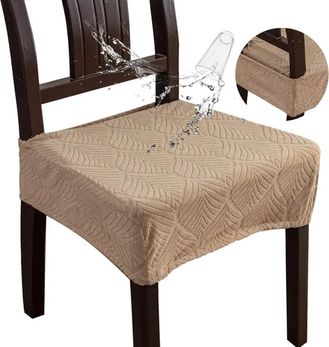 Miniatura 15 de Fundas de asiento para silla de comedor, extraíbles y lavables, juego de 2, fundas de cojín de asiento de silla de jacquard, protectores