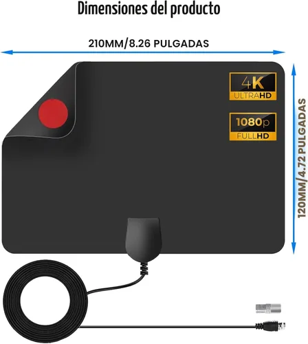 Miniatura 7 de Antena de TV para interiores, antena de TV digital 2026 para canales locales, antena HDTV para TV sin cable para TV inteligente/antigua Recepción