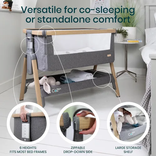 Miniatura 3 de Tutti Bambini CoZee® Moisés y Cuna de Cabecera 2 en 1 para Bebé - Moisés de Cabecera de Plegado Rápido, Cuna para Bebé con 6 Alturas de Colchón