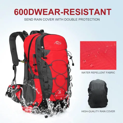 Miniatura 4 de INOXTO Mochila de senderismo ligera 35L/40L Mochila de día de senderismo con cubierta impermeable contra lluvia para viajes, camping al aire libre