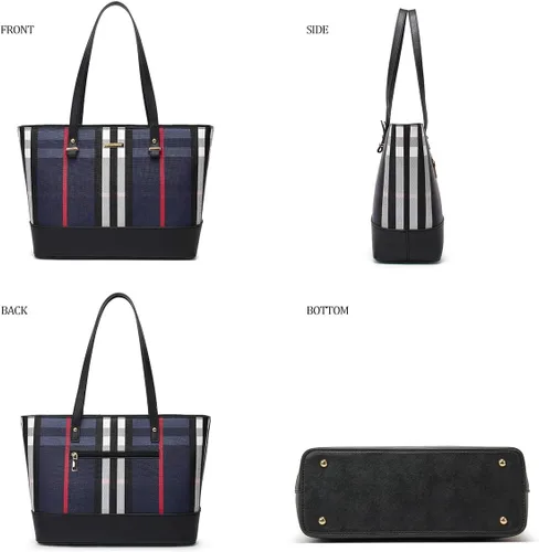 Miniatura 156 de Juego de 4 bolsas modernos para mujer de cuero sintético: bolso tote, bolso de hombro, bolso de mano y cartera.