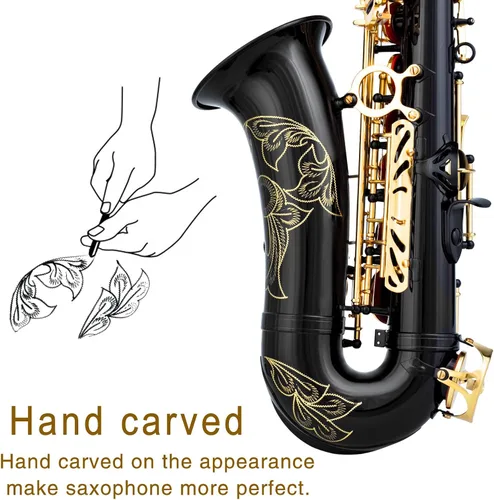 Miniatura 4 de EASTROCK Saxofón Alto Negro/Dorado Mi Bemol Kit Completo para Estudiantes Principiantes con Estuche de Transporte, Boquilla, Almohadillas Cojín