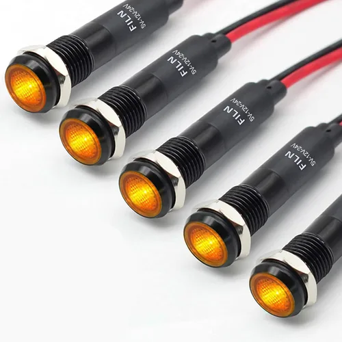Miniatura 13 de 5 piezas 8 mm (5/16'') luz indicadora LED Luz indicadora 110V 120V lámpara piloto de metal Aluminio negro anodizado impermeable ip67 Luz de señal