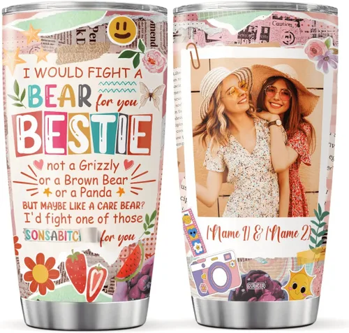 Miniatura 12 de CUBICER Vasos de café personalizados con foto personalizada para mejores amigos, tazas de té con tapa, frases divertidas, nombre personalizado