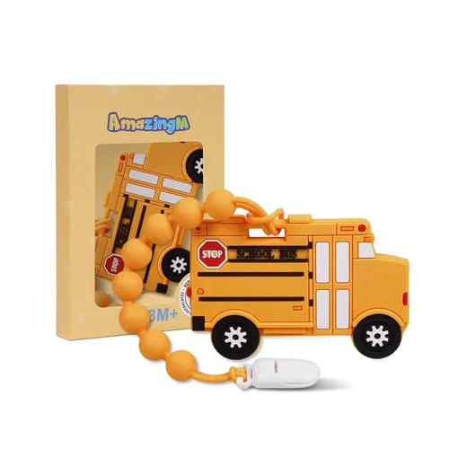 Miniatura 10 de Juguete mordedor de silicona de grado alimenticio para bebés con soporte para chupete, juguetes de dentición, juego de regalo para niños y niñas a