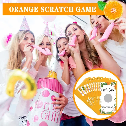 Miniatura 5 de Minatee Paquete de 60 tarjetas para rascar Little Cutie Little Cutie Baby Shower Games Orange Theme Tarjetas raspar para Little Cutie Baby Shower