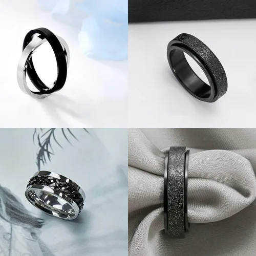 Miniatura 3 de Nanafast 3 anillos giratorios para la ansiedad, anillos giratorios de acero inoxidable para mujeres y hombres, anillos para aliviar el estrés