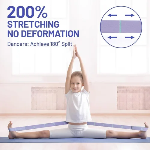 Miniatura 6 de Slim Panda Correa elástica, flexibilidad, bandas elásticas de baile, correa elástica de yoga con 9 bucles para terapia física, pilates, yoga, Púrpura