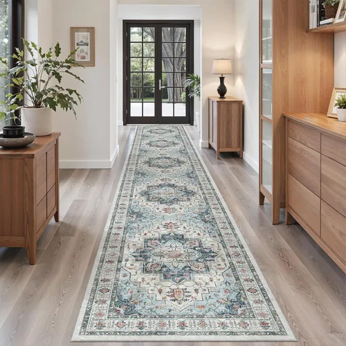 Miniatura 530 de Madane Tapete lavable de 2 x 10 pies para pasillo, cocina, recibidor, clásico, suave, antideslizante para interiores, casa de campo, baño, sala