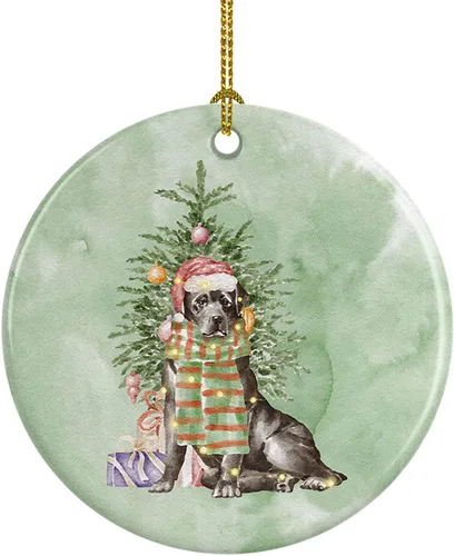 Miniatura 70 de Caroline's Treasures Bulldog, Bulldog inglés #2 y árbol de cerámica adorno colgante para árbol de Navidad, decoración colgante para el hogar