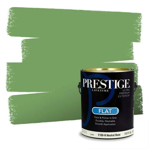 Miniatura 248 de Prestige Paints - Pintura exterior e imprimación en uno, 1 galón, plano, compatibilidad comparable con el color menta «Whipped Mint» de Behr