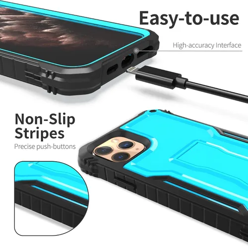 Miniatura 2 de ExoGuard Funda para iPhone 11 Pro Max, funda de goma a prueba de golpes de cuerpo completo, protector de pantalla integrado con soporte para iPhone