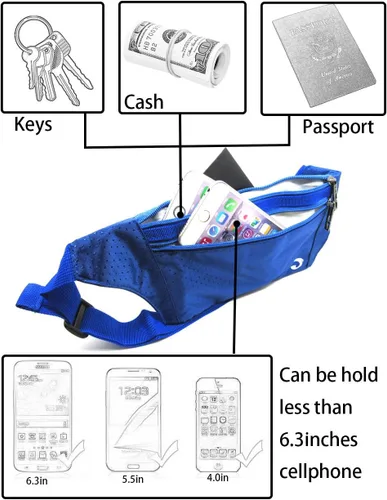 Miniatura 90 de Bolsa de cintura ultrafino con ranuras c/visualización para tarjeta de crédito, para deportes, aire libre, correr, caminar, viajes.