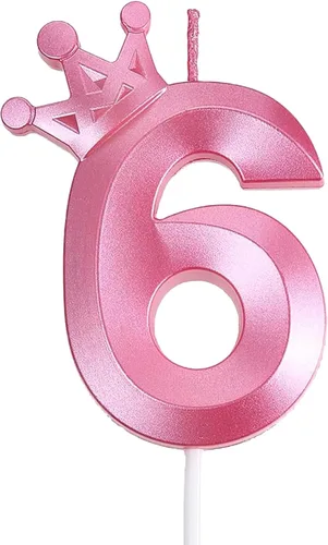 Miniatura 38 de Vela rosa de cumpleaños número 1, decoración temática rosa para fiesta de primer cumpleaños, velas de número 3D diseñadas con corona para decoración