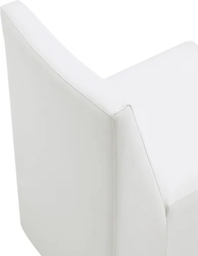 Miniatura 9 de Manhattan Comfort Anna - Silla de comedor moderna cuadrada con tapicería de piel sintética de pies a cabeza y acolchado de plástico para pies, Crema