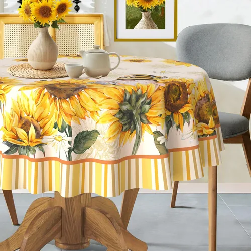 Miniatura 10 de Hexagram Mantel de verano de 60 x 84 pulgadas, mantel rectangular floral para temporada de granja para el hogar, picnic, cocina, comedor, decoración