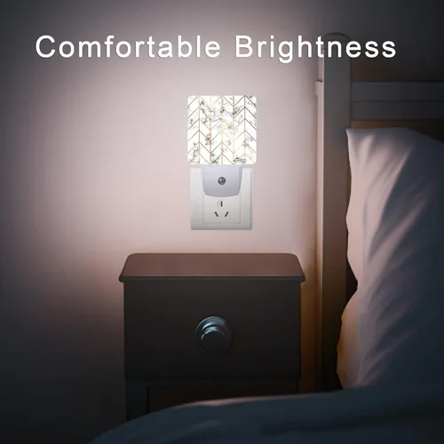 Miniatura 7 de Luz nocturna geométrica de línea de mármol, luces nocturnas enchufables con sensor de atardecer a amanecer para escalera/pasillo/cocina, lámpara
