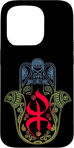 Miniatura 14 de Funda para iPhone 13 Pro Max Khamsa Amazigh Berber con símbolo de Yaz con colores vibrantes de la bandera