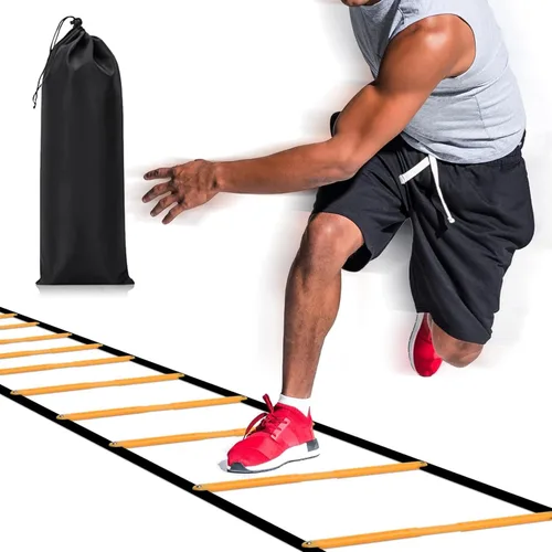 Happy Jump Escalera de agilidad de 12 peldaños y 20 pies para entrenamiento de velocidad, equipo de entrenamiento deportivo para fútbol, juego de