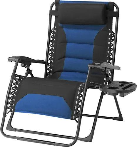 Miniatura 21 de Zero Gravity - Juego de 2 sillas reclinables plegables de gran tamaño, acolchadas antigravedad con almohada ajustable y portavasos para campamento