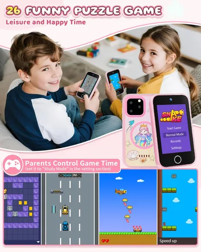 Miniatura 5 de Teléfono inteligente para niños para niñas, teléfono con pantalla táctil mejorada de 3.5 pulgadas para niños de 3 a 8 años, regalos de cumpleaños