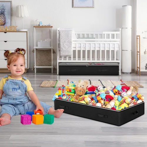 Miniatura 2 de Paquete de 2 contenedores de almacenamiento debajo de la cama, 90 L de gran capacidad, organizadores de armario de dormitorio y contenedores