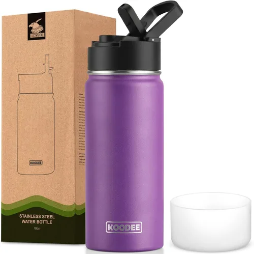 Miniatura 147 de koodee Insulated Water Bottle, 32 oz Stainless Steel Double Wall Vacuum Wide Mouth Sport Bottle with Leakproof Spout Lid (Navy)