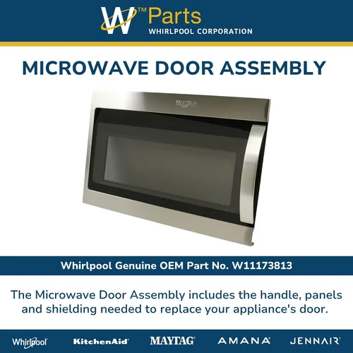 Miniatura 4 de Whirlpool W11173813 Pieza de repuesto de montaje de puerta de microondas OEM genuina - Sustituye