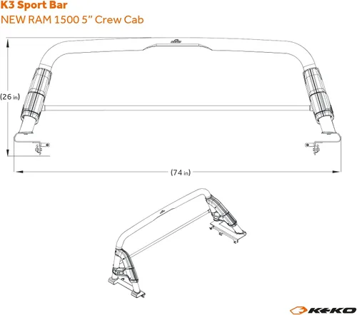 Miniatura 4 de KEKO Barra enrollable deportiva para Dodge RAM 1500 Classic - Crew Cab (2019-2021)